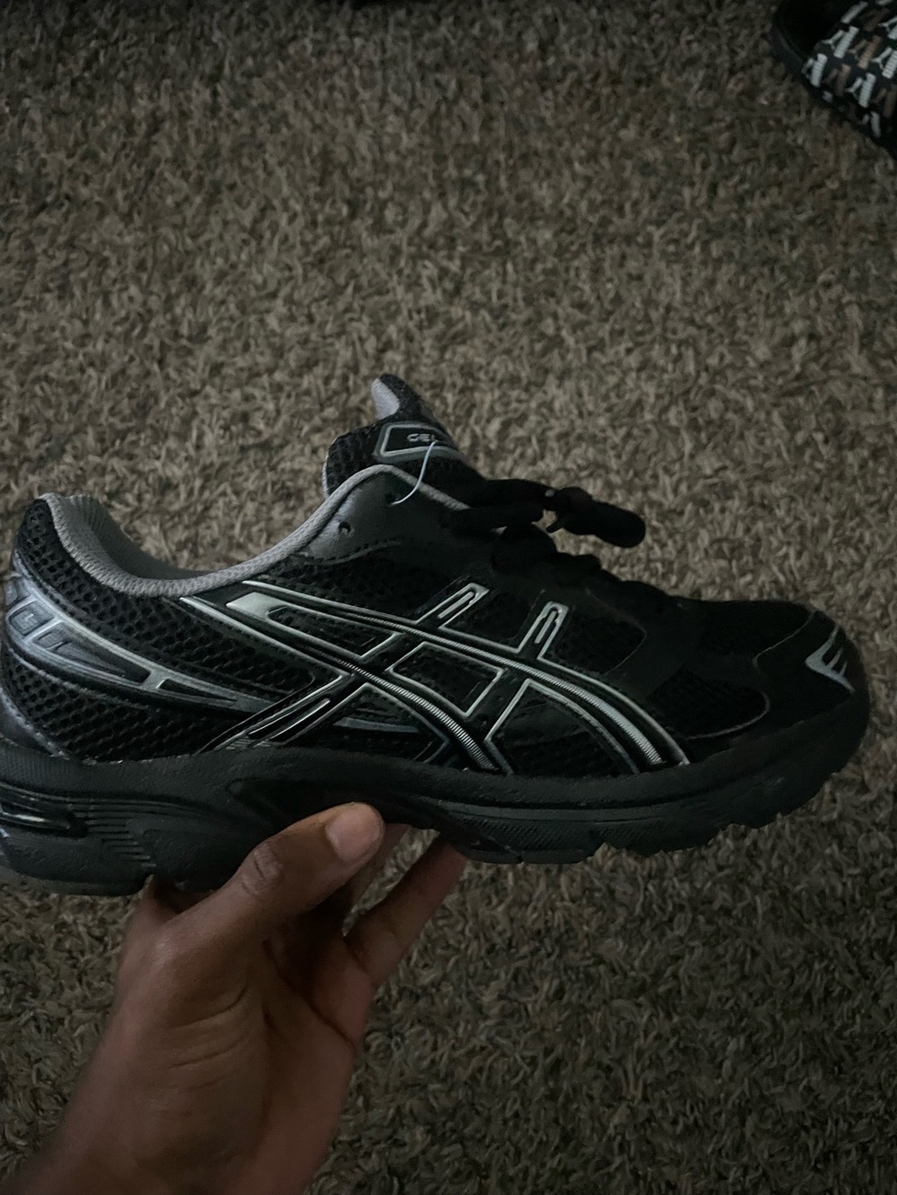 Asics Black and Silver Men's Athletic Running Shoes